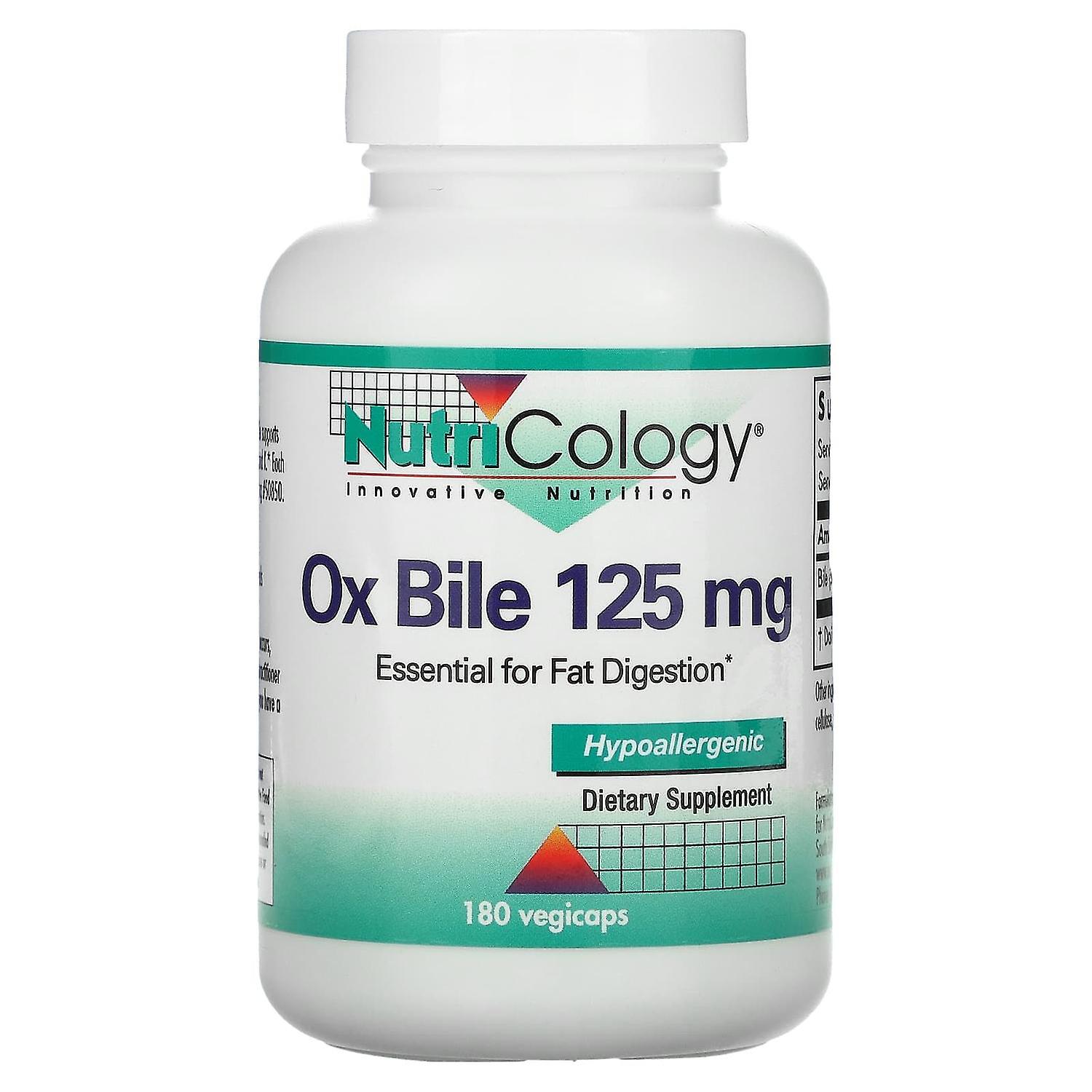 Nutricology, Ox Bile, 125 mg, 180 Vegicaps