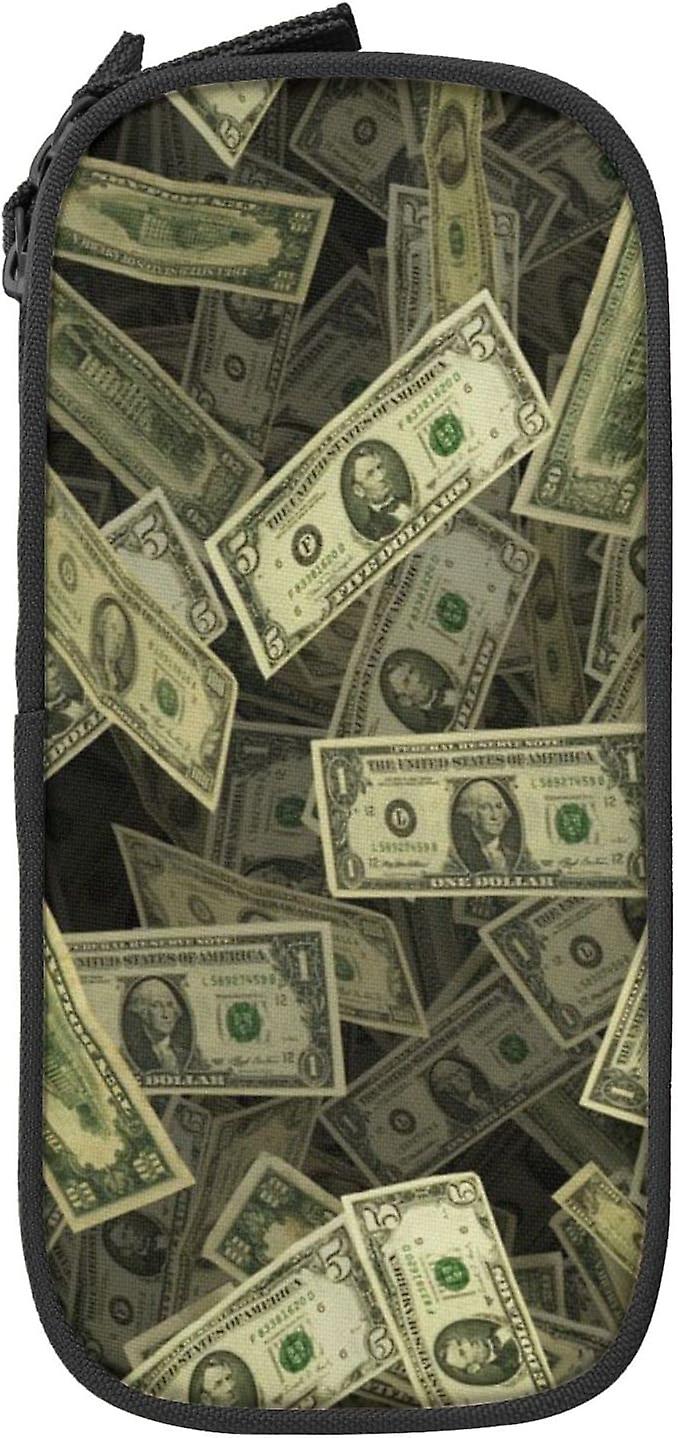 Double Layer Pencil Case Dollar Pattern Durable Black Pencil Case Large Capacity Stationery Storage Box for Girls Boys9236