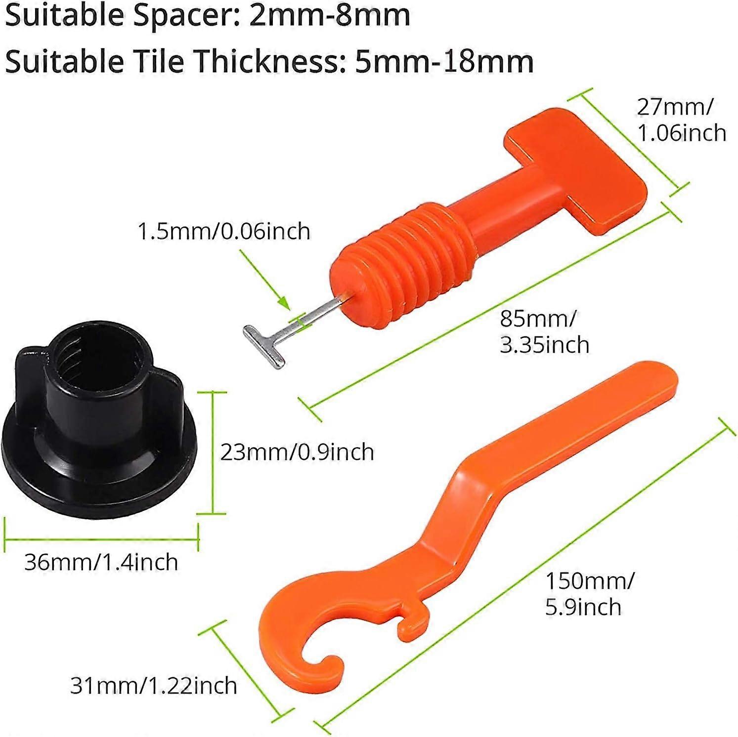 Set of 100 tile levellers with special spanner for levelling tiles - Reusable construction tools