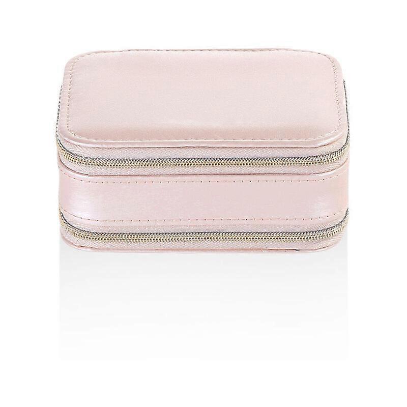 Cosmetic Case Makeup Storage Box Packaging Organizer Multi-Function Earrings Ring Container Portable Leather Case(Bare Powder)