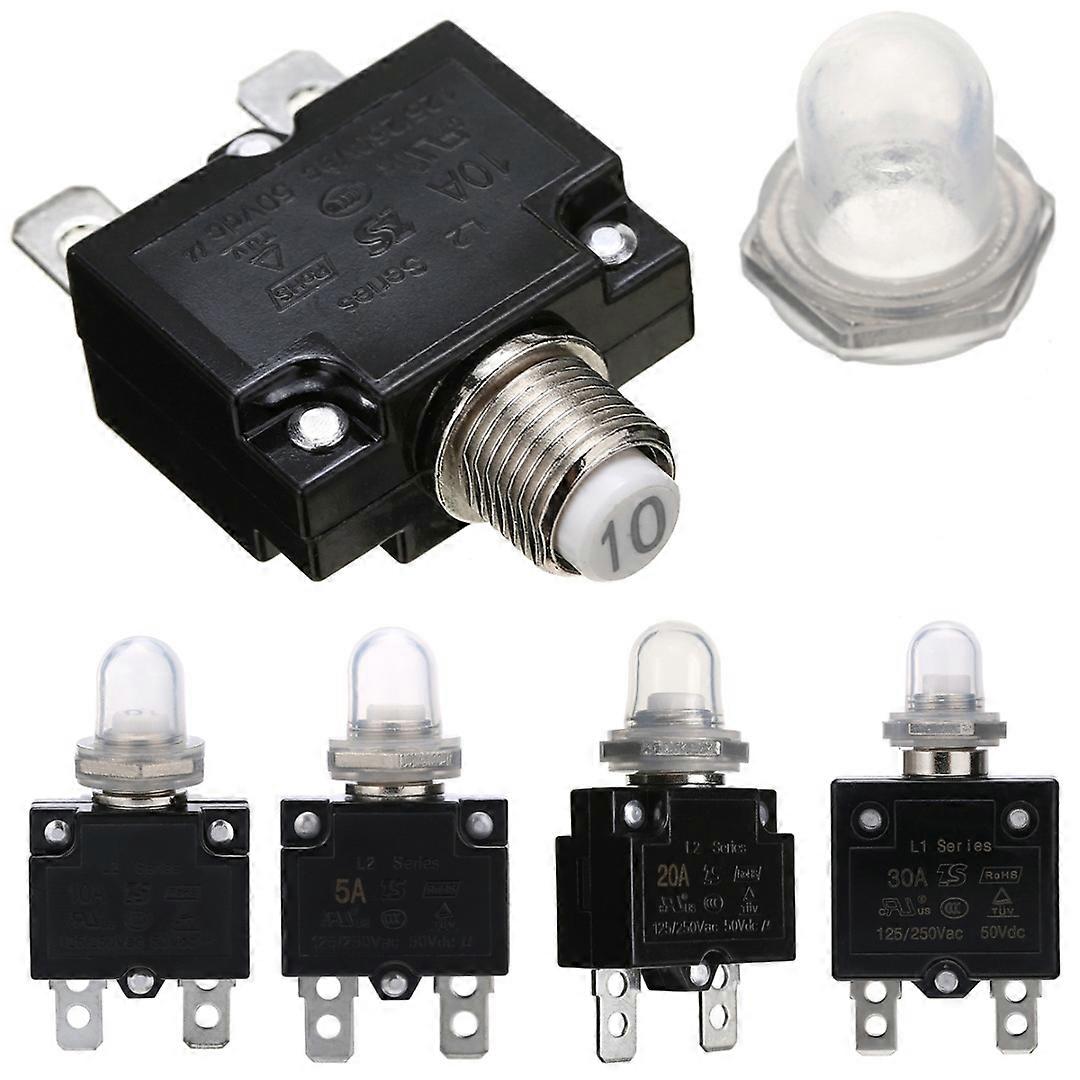 1pc 12/24v Circuit Breaker 5-30a Mini Push Button Resettable Thermal Circuit Breaker Panel Mount For Auto Industrial Marine
