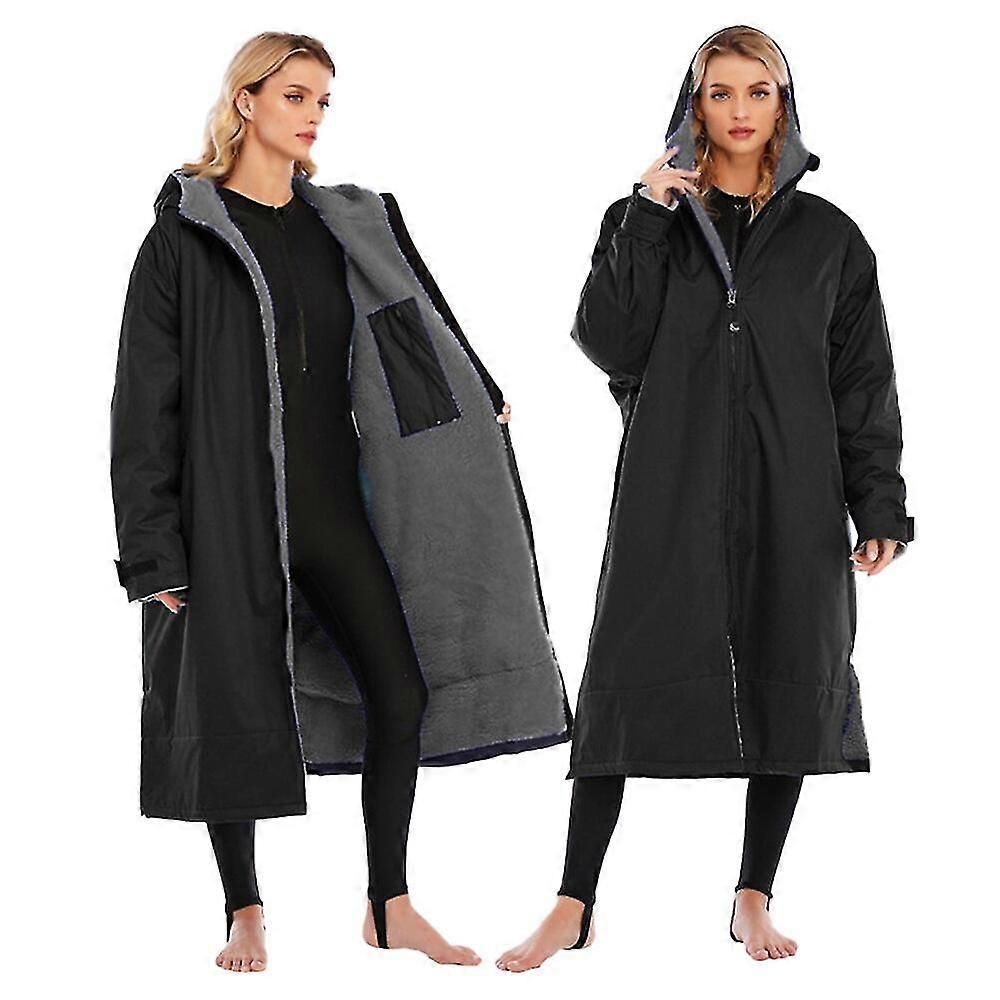 Jianghuo Surf Changing Robe Outdoor Waterproof Microfiber Fabric Jacket  Hooded Cloak Beach Surf Pool Lining Anorak Raincoat Unisex Coat