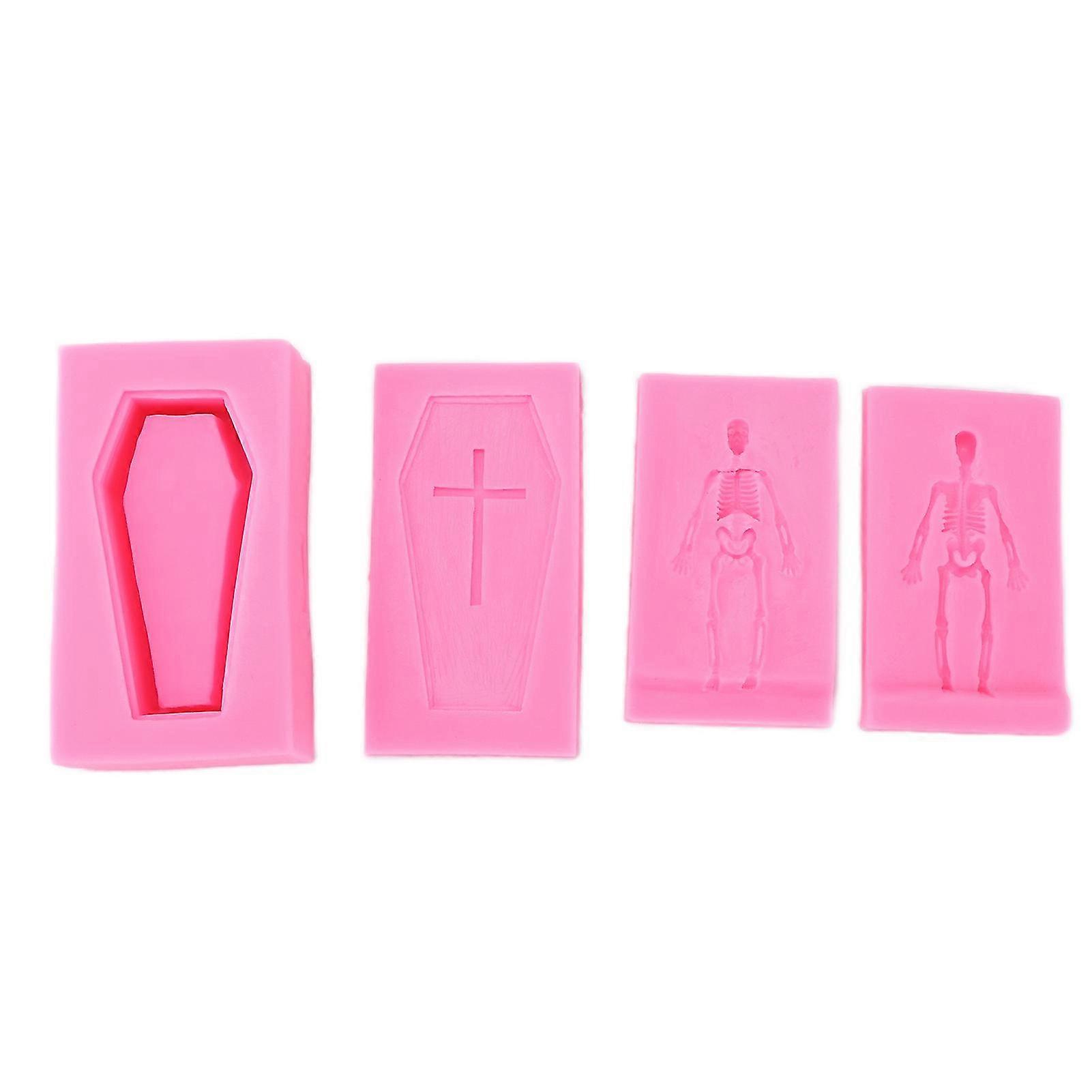 ハロウィーンシリコーンモールド3D棺スケルトン形状ノンスティック耐久性高温耐性ハロウィーンケーキモールド