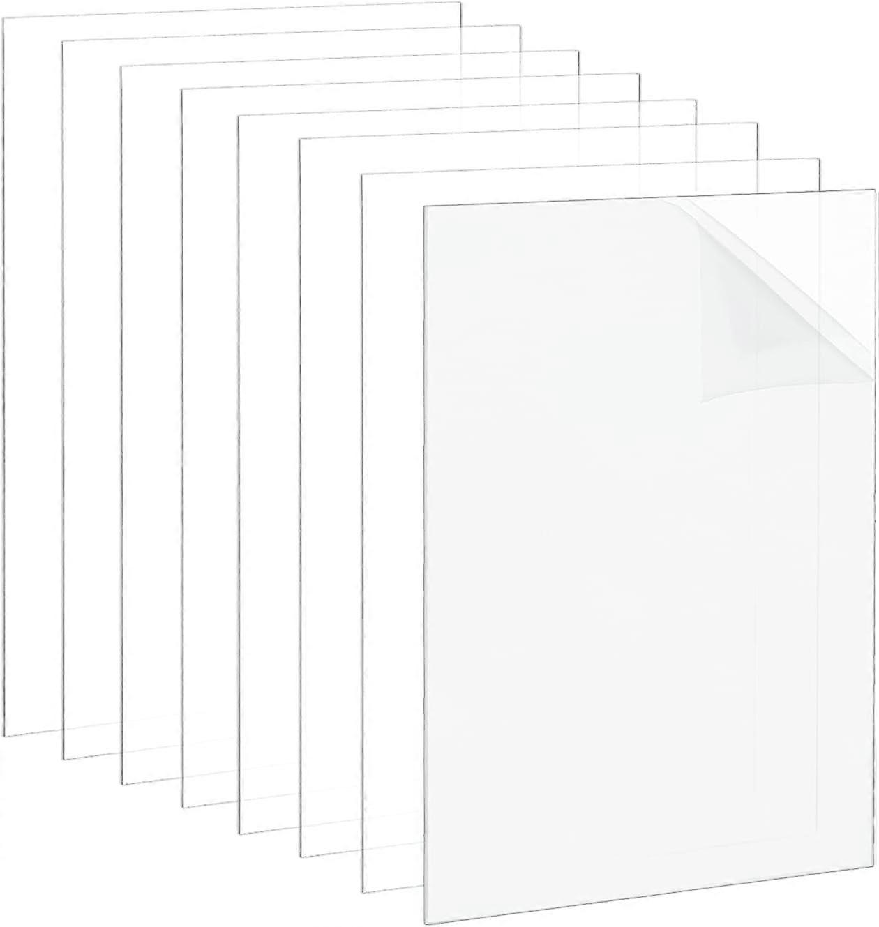 12pcs Transparent Acrylic Sheet 1mm Thick Clear Acrylic Panel Picture Frames Glass Replacement