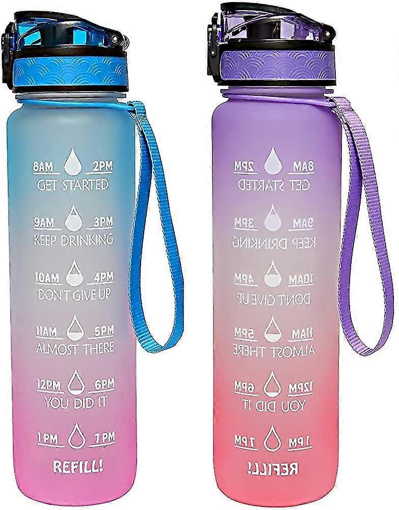 1l Drinking Bottle With Motivational Time Marker Removable Straw/Fruit Filter