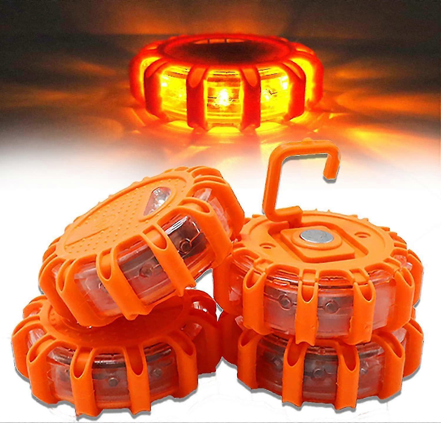 1/2/3/4 Pack Led Safety Flares Road Emergency Lights Roadside Safety Flashing Warning Flare Light Kit Beacon Disc
