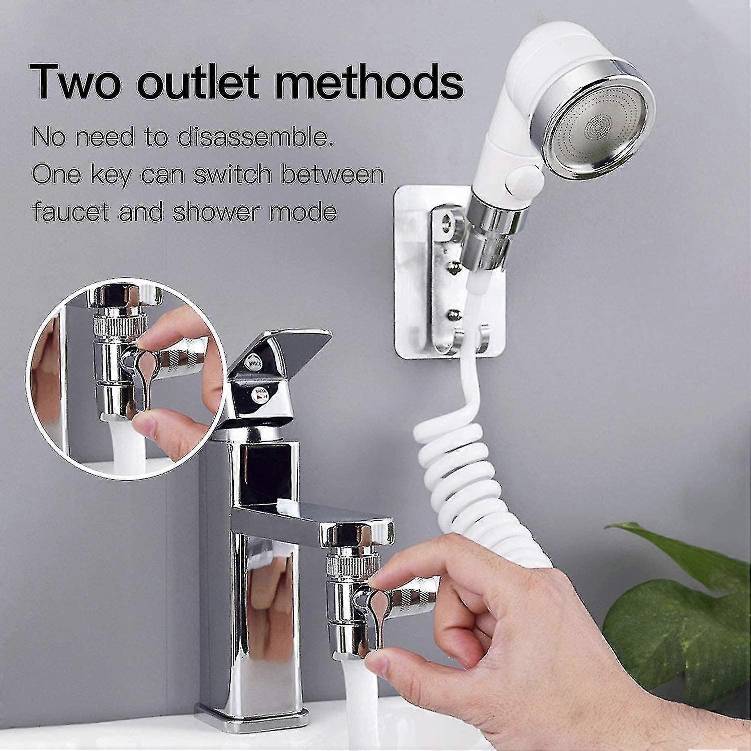 External Shower Head Set For Wash Basin, 2m Telescopic Tube Shower Head With Three Modes, For Washing Hair Or Cleaning Sink Cleaning Toilet (without F
