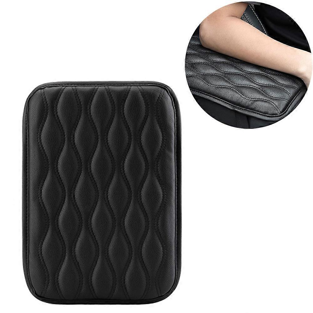Auto Center Console Cover Armrest Pads, PU Leather Universal Car Center Console Box Arm Rest Pads Cushion Protector (Black)