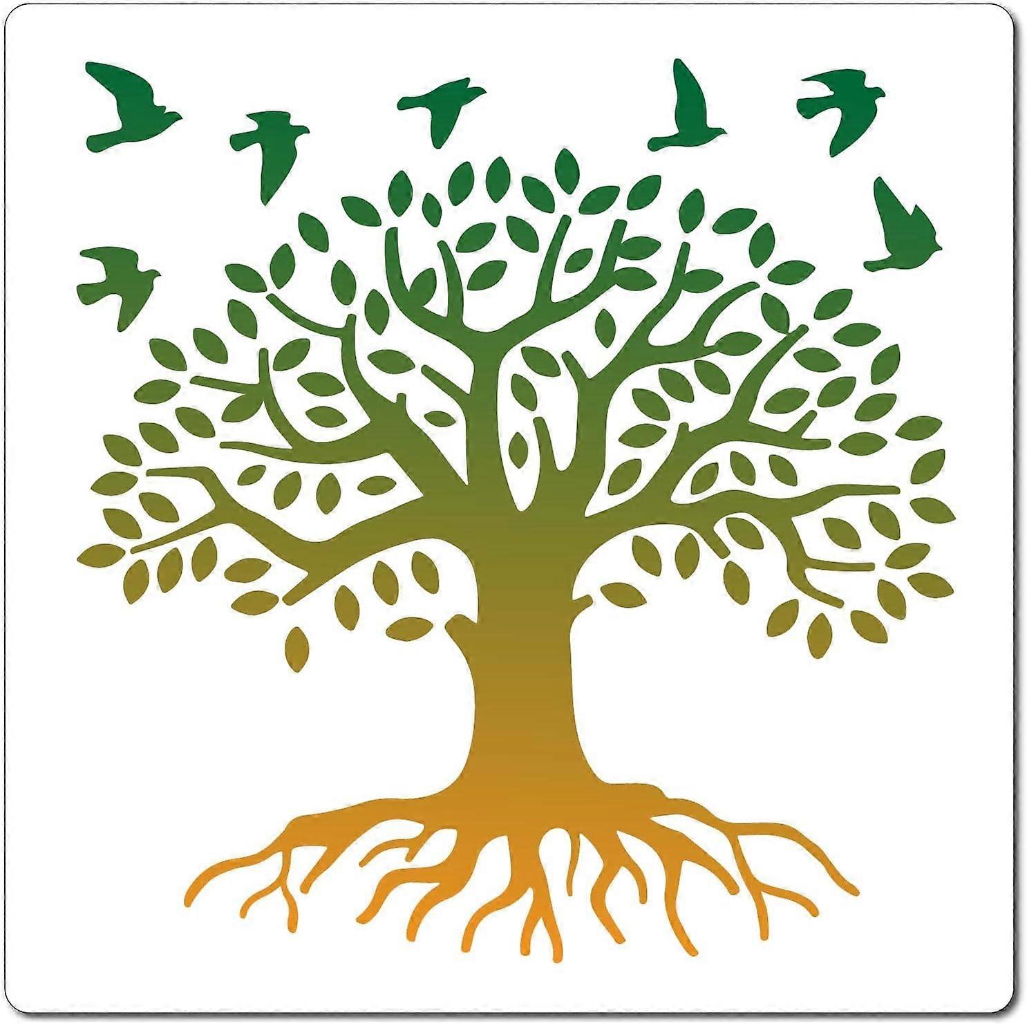 7.1"X7.1"Tree of Life Templates Flying Birds Pattern Stencil Plastic Drawing Stencil Reusable Square Templates for Painting on Wall Wood Canvas Crafts