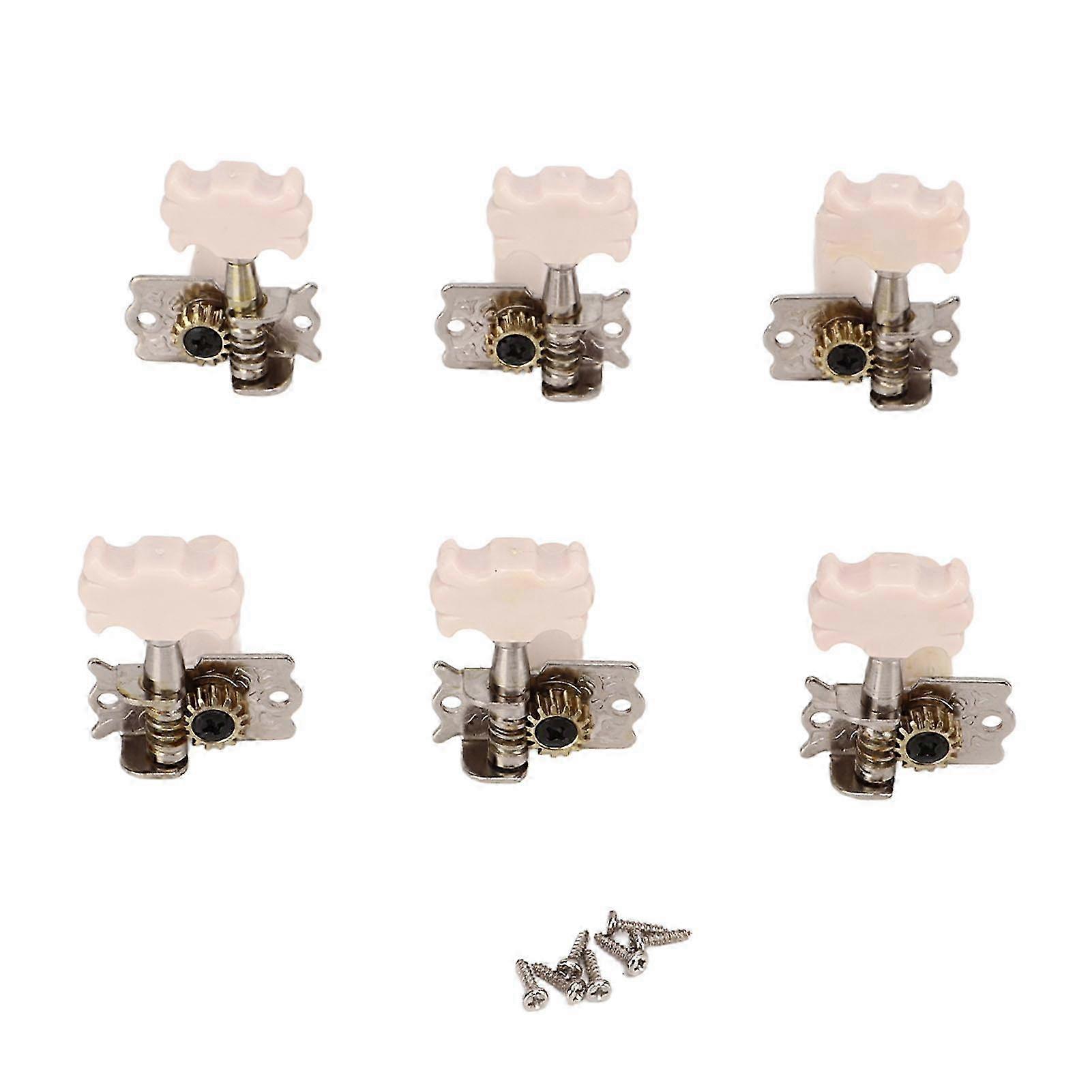Classical Guitar Tuning Peg Replacement Metal 3L3R with Exquisite White Plastic Appearance