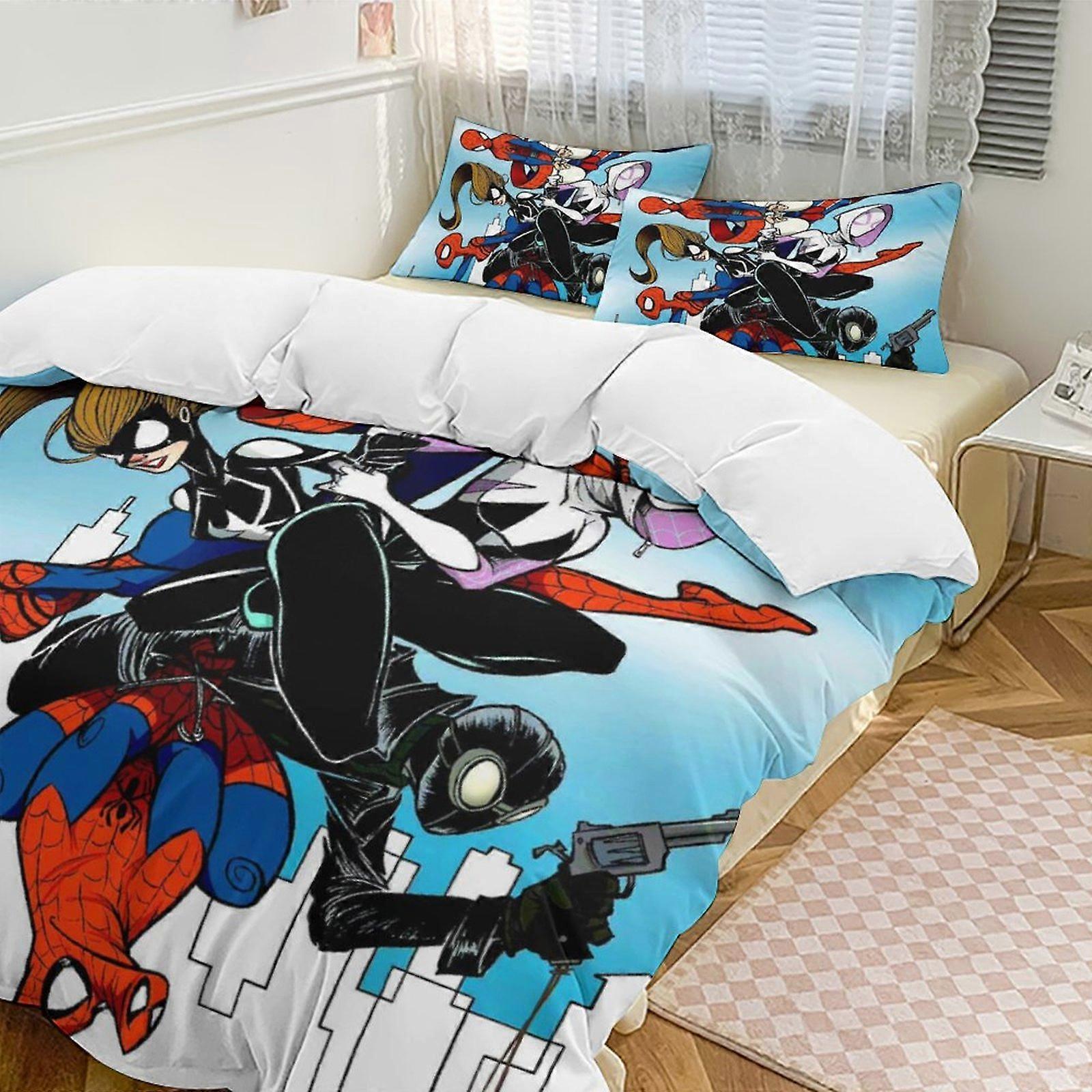 v102 Spider-Man Conjunto de Cama Twin de 3 Peças - Inclui 1 Colcha de Solteiro e 2 Fronhas de Cama - Microfibra Resistente ao Desbotamento - Spider io102