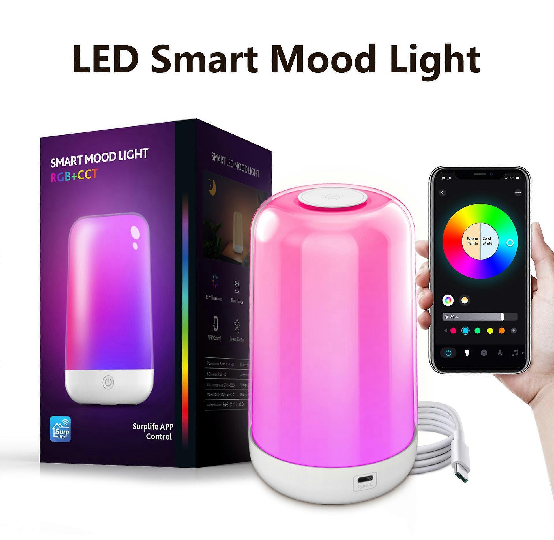 Smart Touch Bedside Table Lamp, 3600mA Cordless Small Table Lamp Rechargeable, 7 Colors & Fully Dimmable LED Night Lights