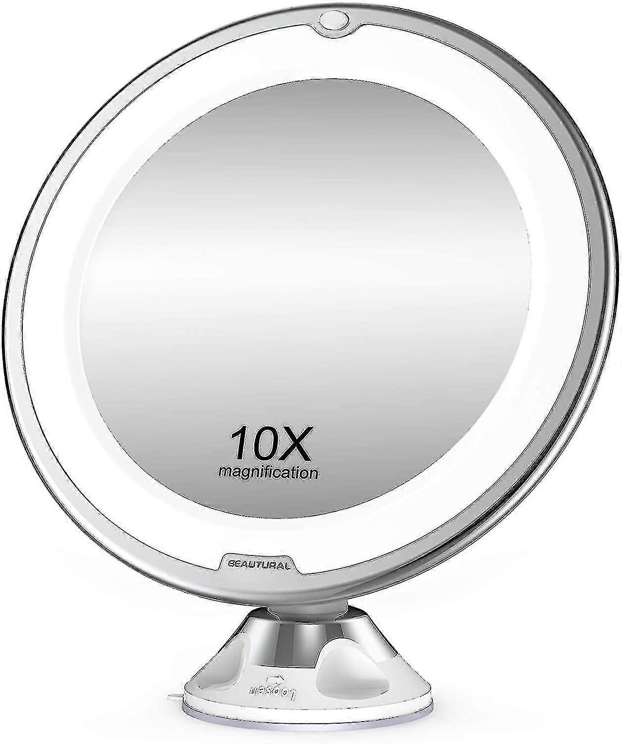 Beautural Makeup Mirror With 10x Magnification And Led Lights 1 Ball Joint 360 Adjustable Fixture