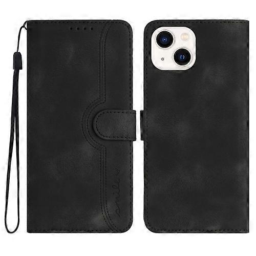 For iPhone 15 Heart Pattern Skin Feel Leather Mobile Phone Case