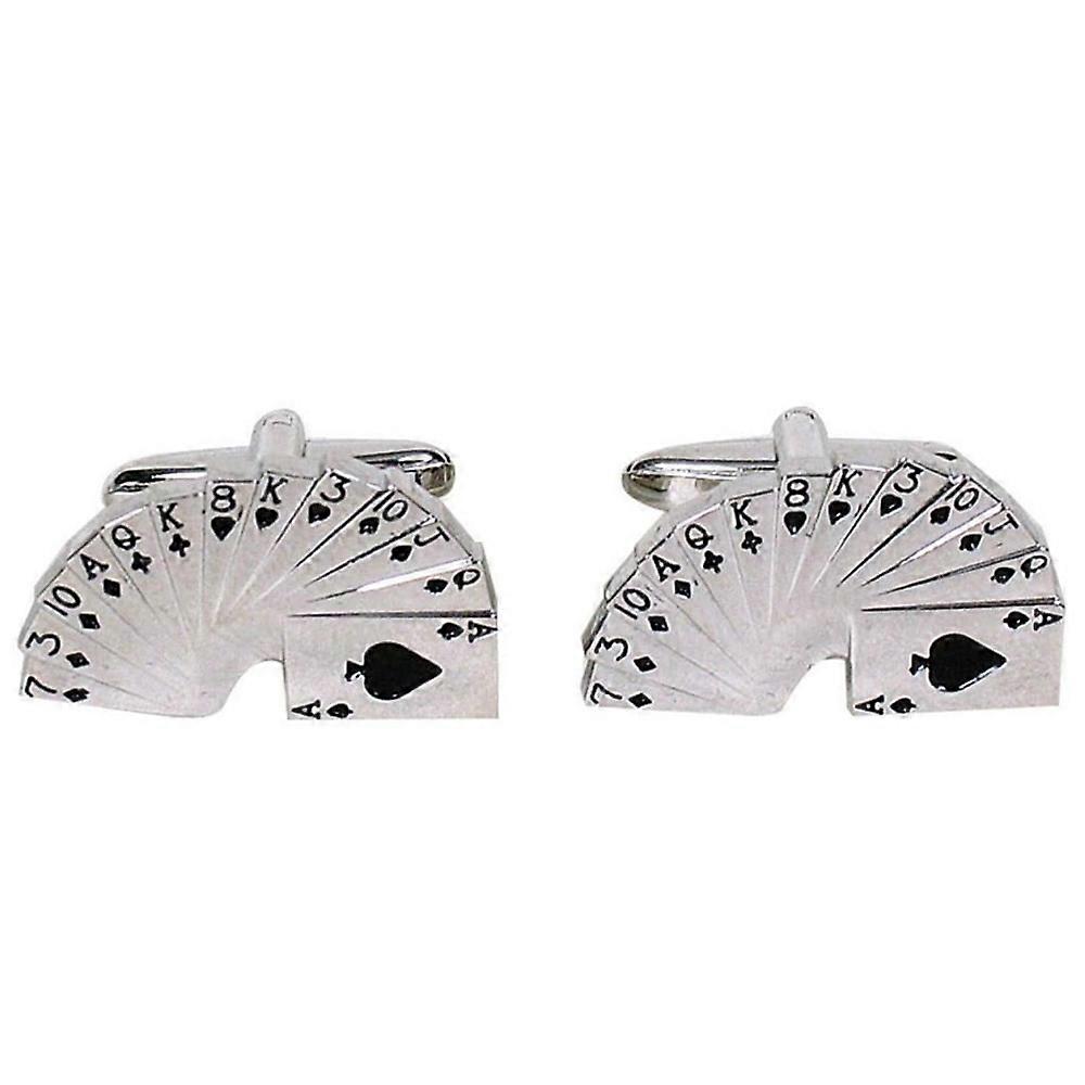 GDesign Premium Quality and Durable Fan Cards Design Button Cufflinks (Silver)