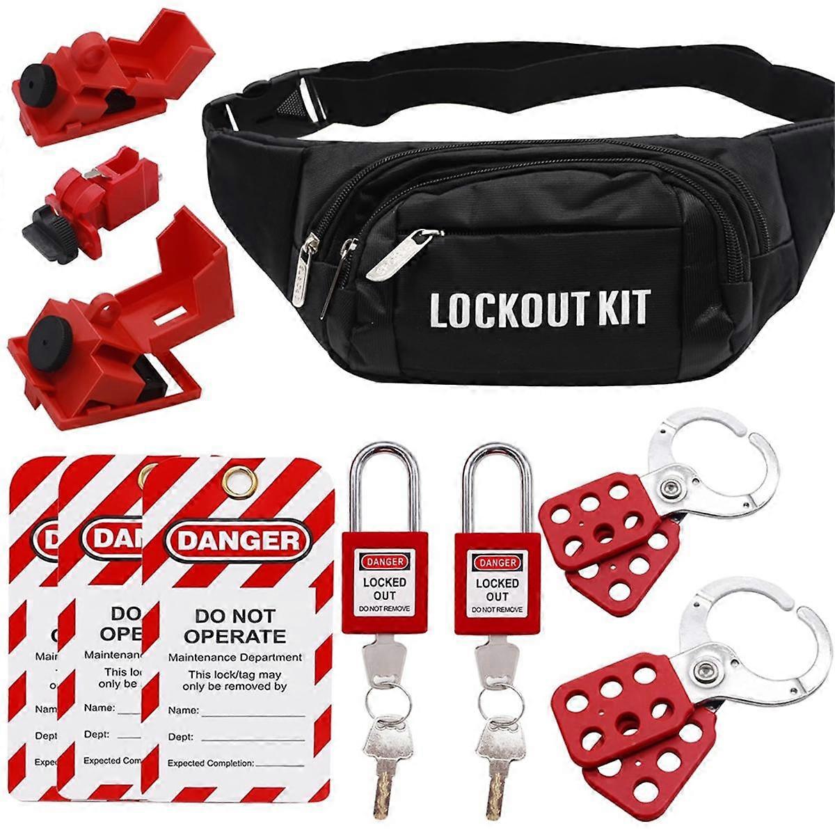 Lockout Tagout Kit, Safety Padlocks, Group Lockout Hasps, Universal Circuit Breaker Lockout with Bl