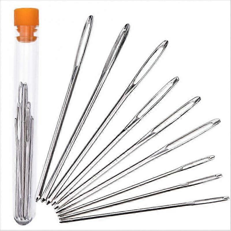 9pcs Sewing Needles Stainless Large Eye Needles Quick Automatic Threading Needle Cross Stitch Knitting