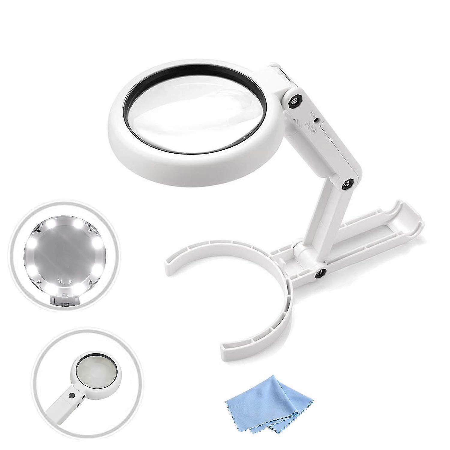 5x Reading Magnifying Glass With 8 Led Handheld Magnifying Glass Desktop Magnifying Glass For Seniors Reading