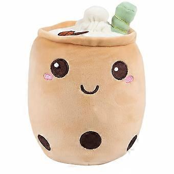 Kuschelige 9-Zoll-Bubble-Teetasse Plüschtier - Kawaii Boba Milchtee Stofftier, weiches Baumwollkissen in tiefbraun/grün - perfekt für Valentinstag, Ostern,