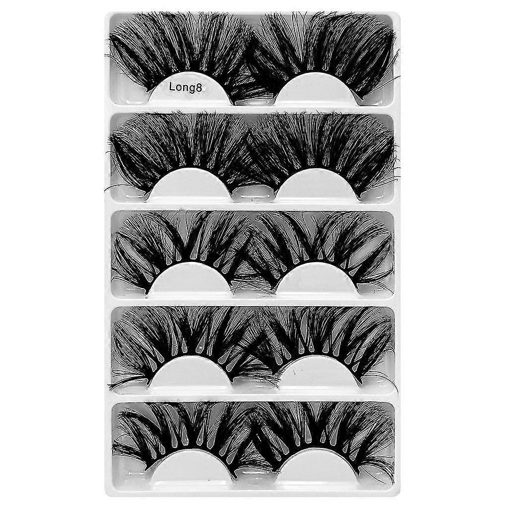 5pairs Natural Long Thick Black False Eyelashes Charming Eye Lashes Makeup