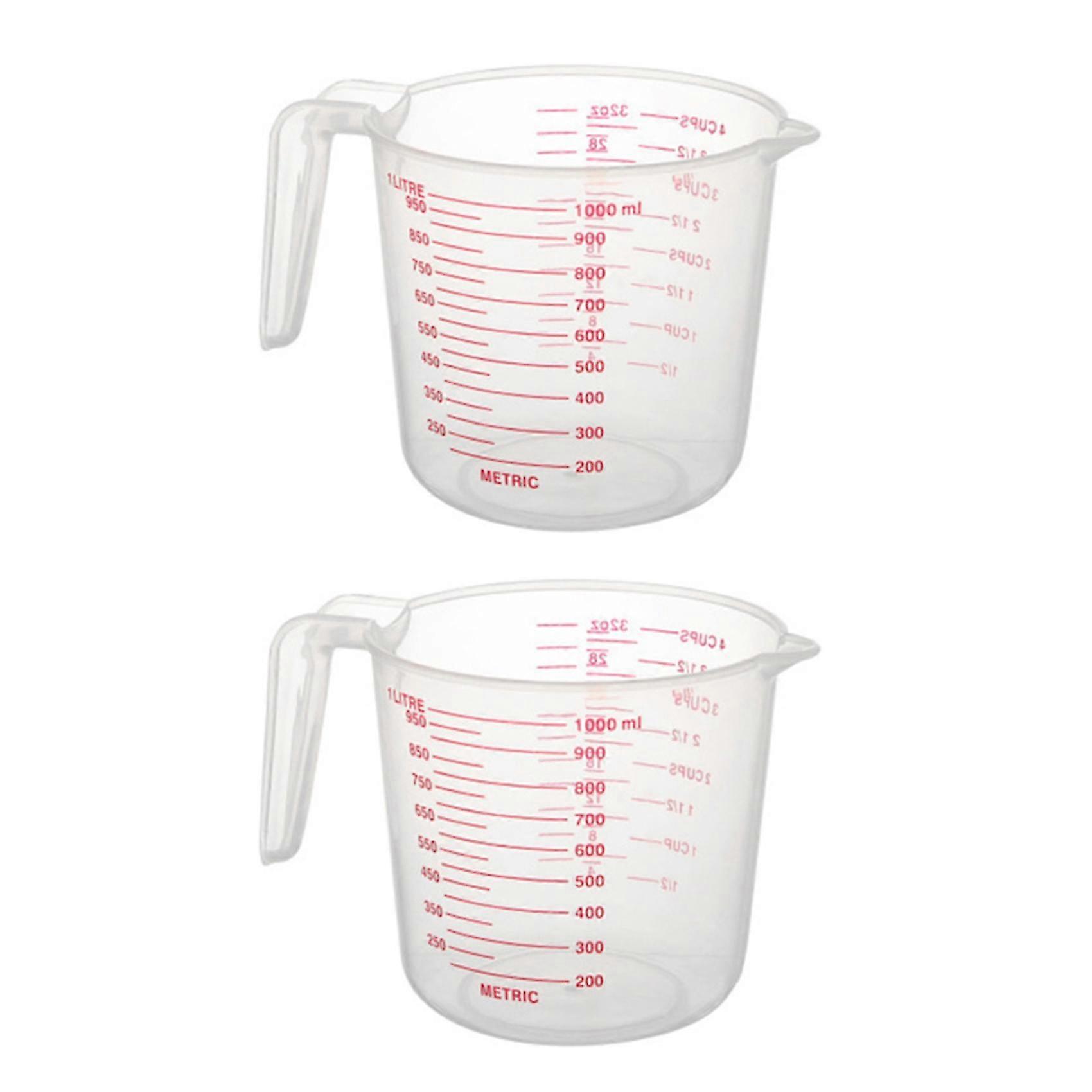 2x 1000ml Measuring Cup Baking Tool Kitchen Tool High Quality Plastic Measuring Cup Tool Cup With S