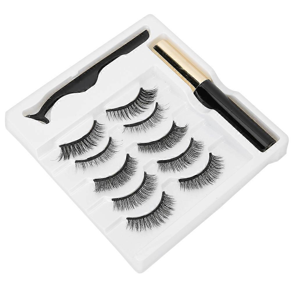 5 Pairs False Eyelashes Magnetic Liquid Eyeliner Tweezers Set Eyelashes Makeup Set (006)