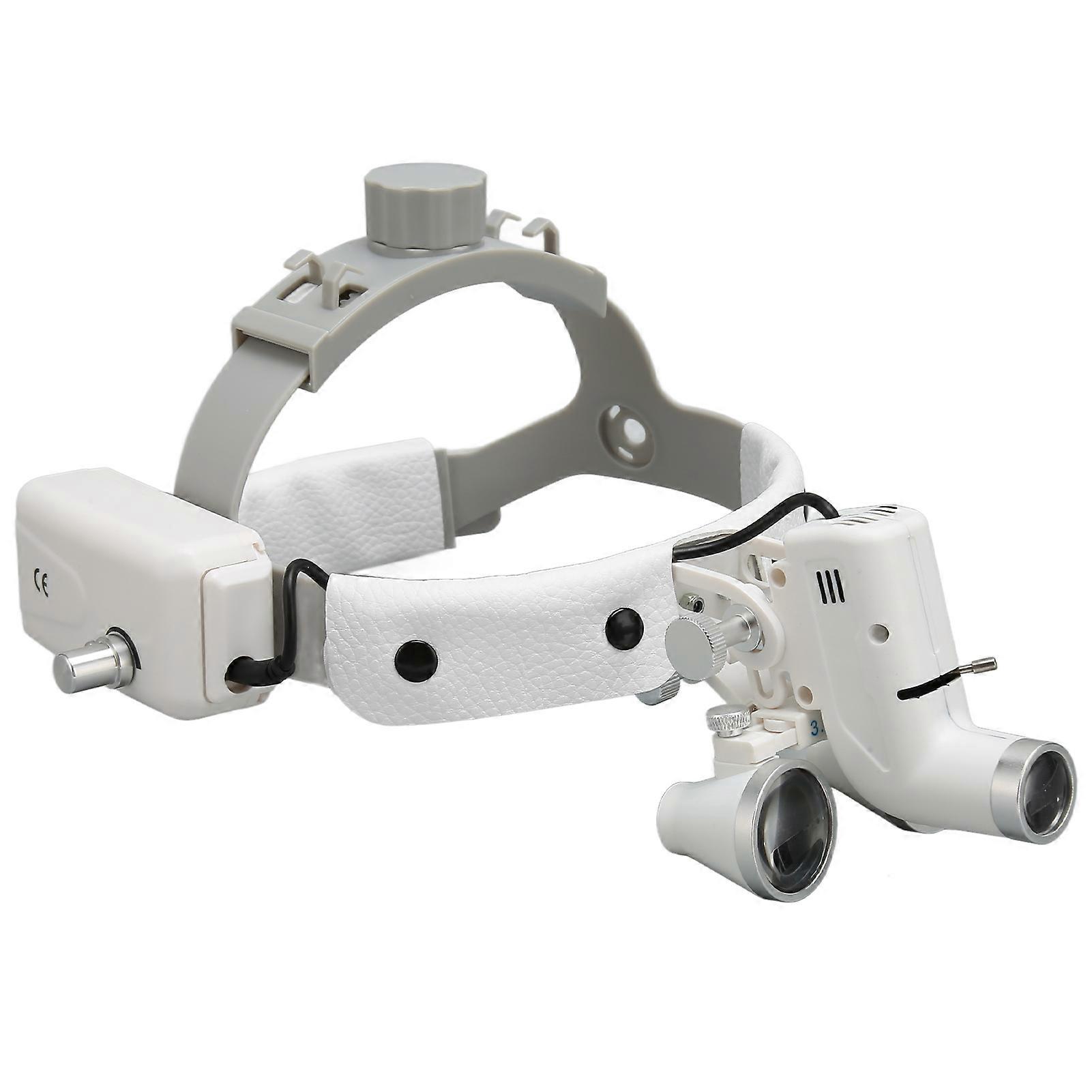 Dental LED Illuminated Headband Magnifier Binocular 3.5X 320 To 420mm LED Light Surgical Head Magnifier 100240V EU Plug
