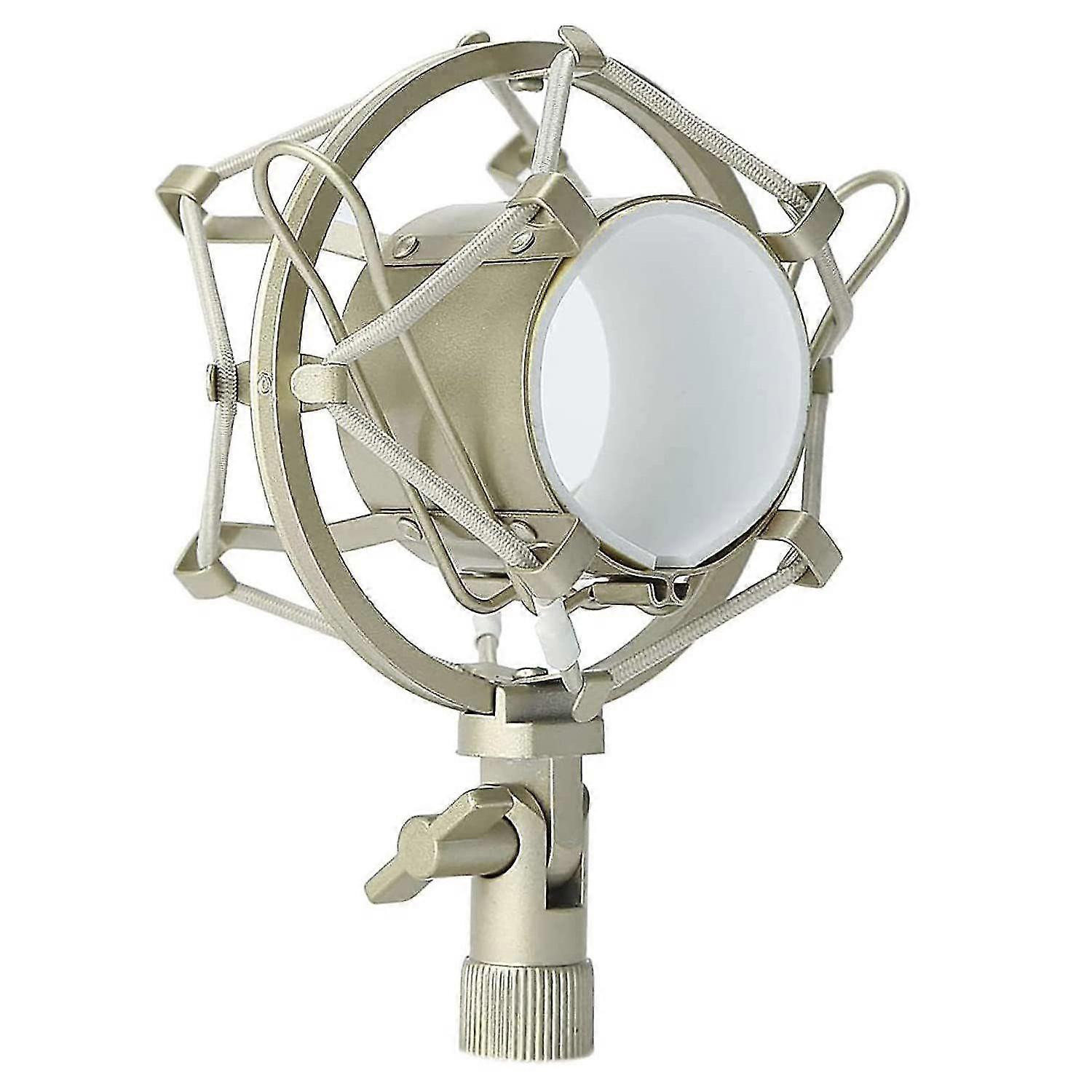 Metal Shock Mount Studio Recording Microphone Stand Mic Holder (silver) 5 Core