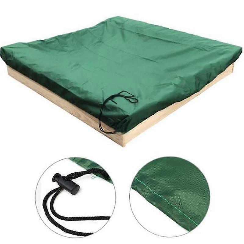 EVAGO Sandbox Cover Waterproof, Sandbox Cover with Drawstring, Green Square Dustproof Polyester Sandpit Sandbox Cover, Beach Sandbox Canopy Cover for