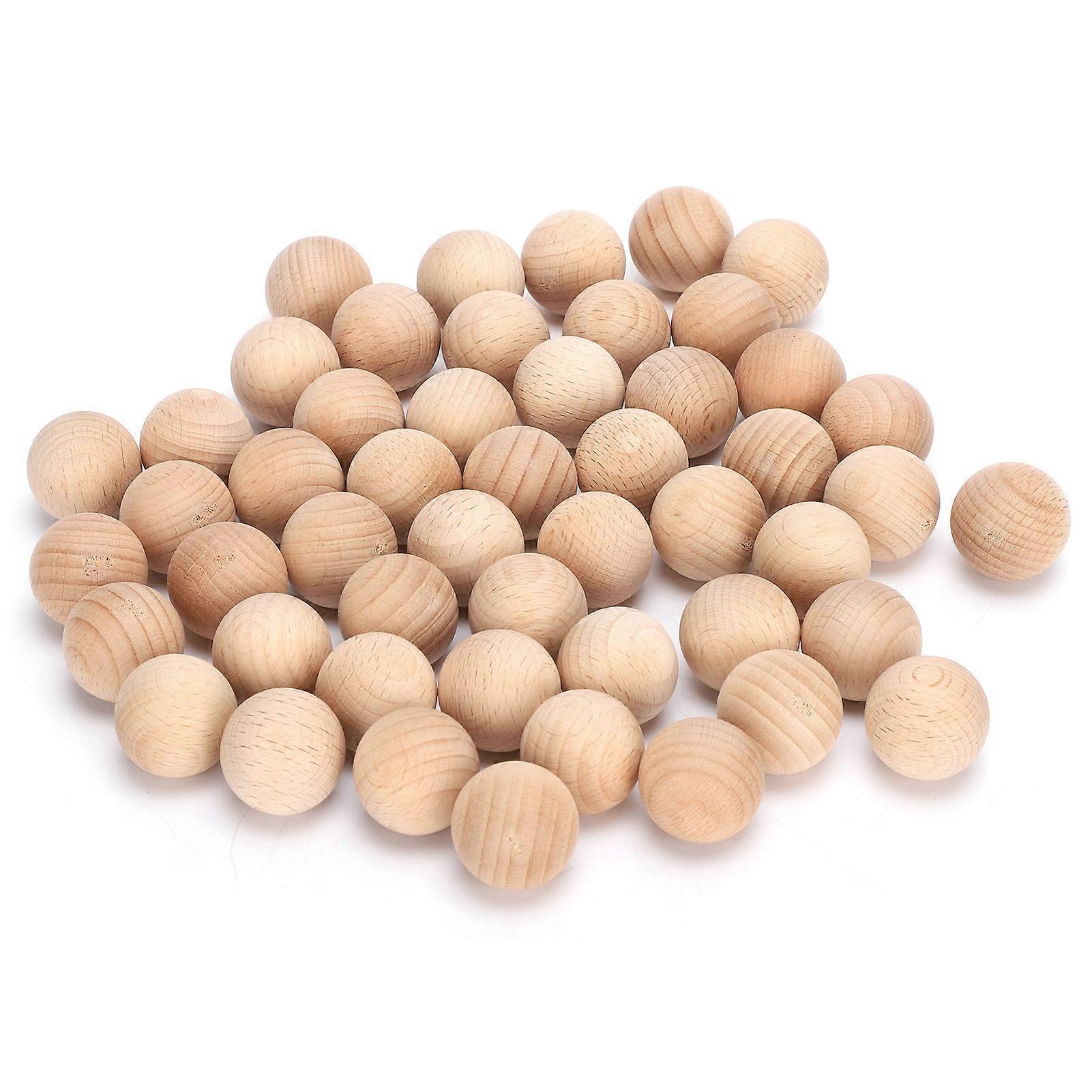50Pcs ξύλινες στρογγυλές μπάλες ημιτελής οξιά DIY χειροποίητες προμήθειες χειροτεχνίας δημιουργικότητας