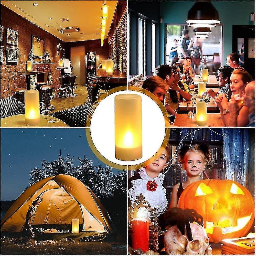 6-Pack Rechargeable Flickering Flameless LED Tealights With Charger – Amber