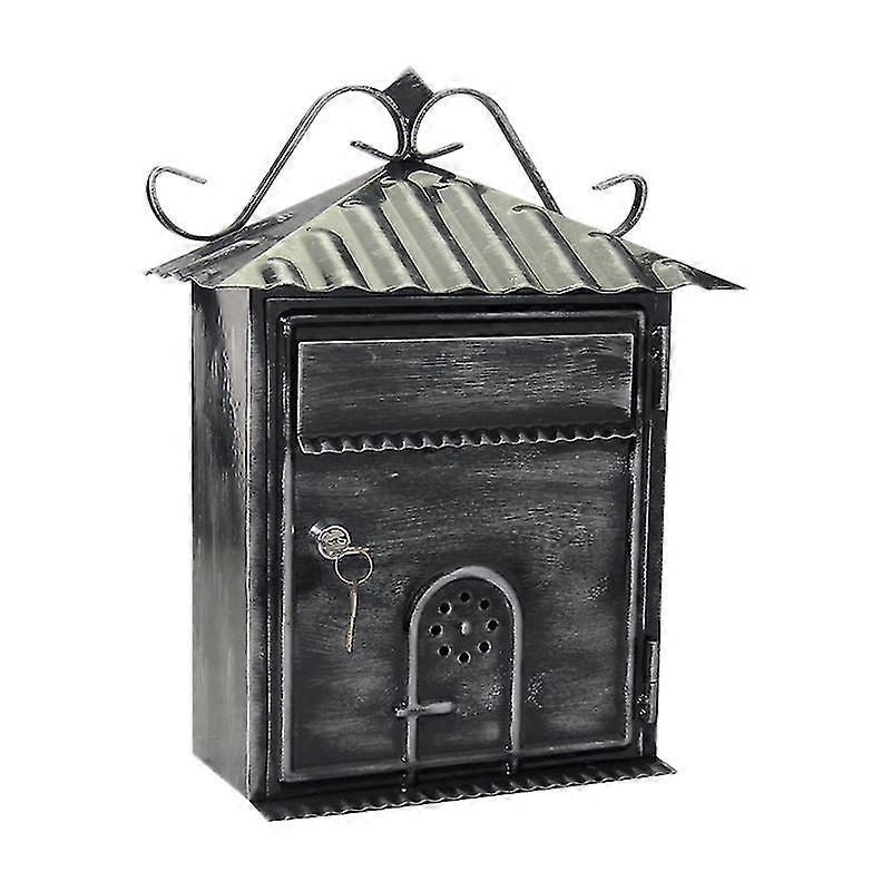 Letter Box, Metal Letter Box Retro Black Vertical Lockable Mailbox, Anti-Rust ,Photography Props Fr