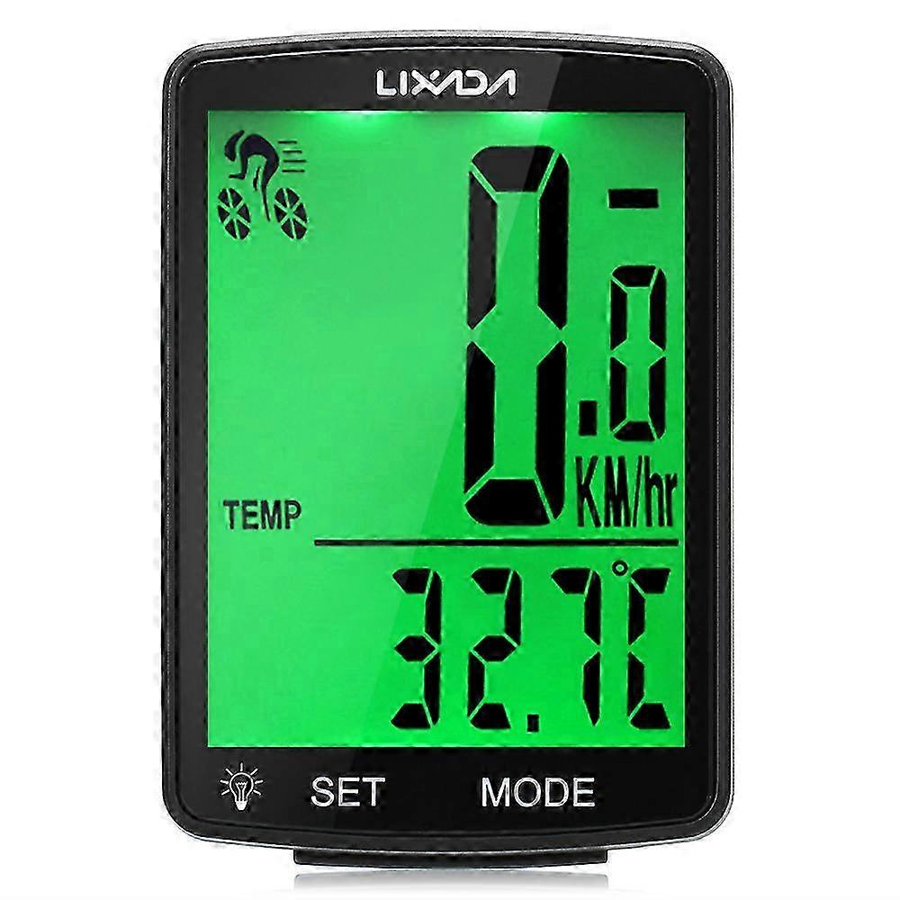 LIXADA Wireless Bike Computer Multi Functional LCD Screen Bicycle Computer Mountain Bike Speedometer Odometer IPX6 Waterproof Cycling Measurable Tempe