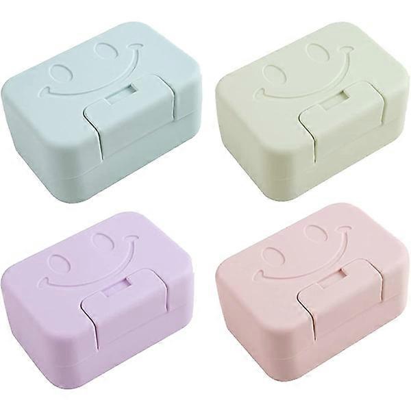 4 Pack Portable Soap Box with Lid Waterproof Soap Cup