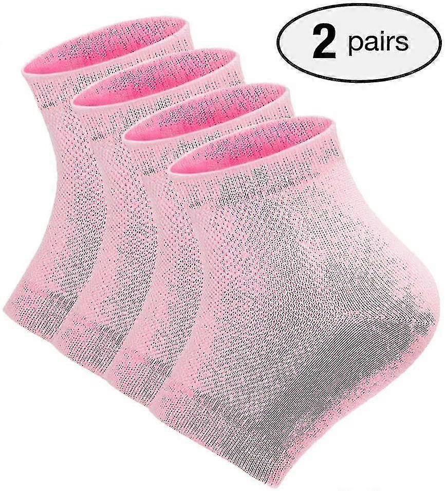 2 Pairs Soft Moisturizing Gel Heel Socks, Open Toe Ventilated Socks For Dry