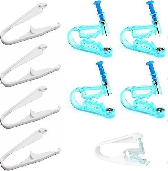 Ear Piercing Guns, Disposable Ear Piercings, 8 Pack, Safely Sterile, Unisex, Contains 4 Ear Piercing Guns and 4 Boosters in Total.4 Alcohol Swabs Offe