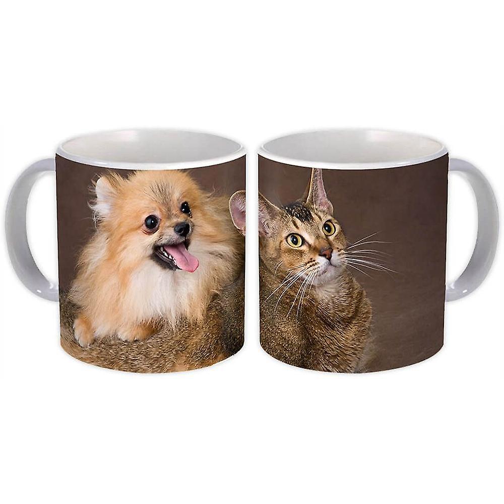 Presentmugg: Pomeranian och katthund