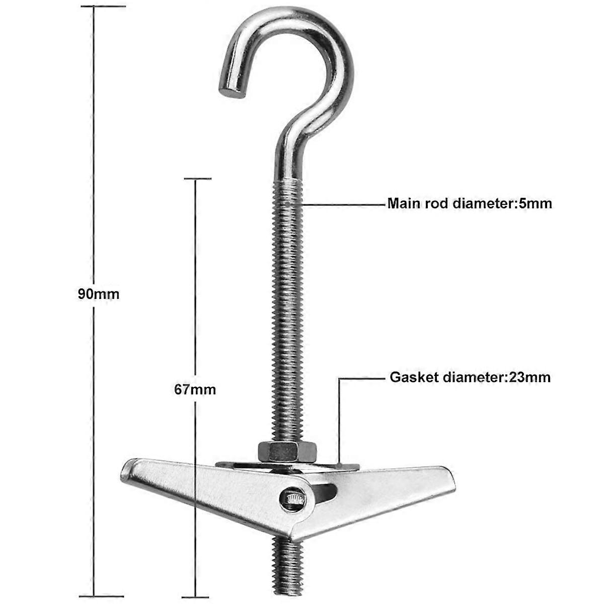 Pack of 8 Ceiling Hook,Toggle Wings for Ceiling Installation Cavity Wall Fixing Ceiling Hook(M5*90)