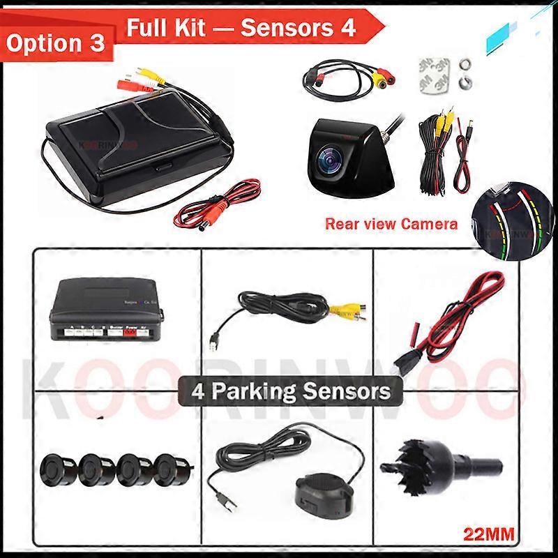 Koorinwoo LCD Screen Parktronics 8/4 For Cars Parking Sensors HD System 22MM Camera With Radar Detector Full Kit For Android DVD