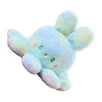 Reversible Octopus Doll with Bunny Ears: Gradient Color Plush Stuffed Animal 20cm Green Purple