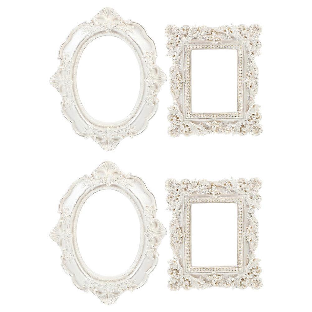 4Pcs Photo Prop Frame Professional Picture Frame Creative Picture Frame (White)