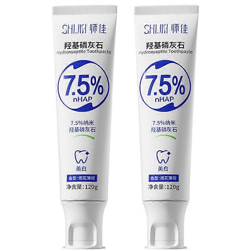 2X 7.5% Hydroxyapatite Toothpaste Remove Yellow Tooth Stains For Sensitive Teeth