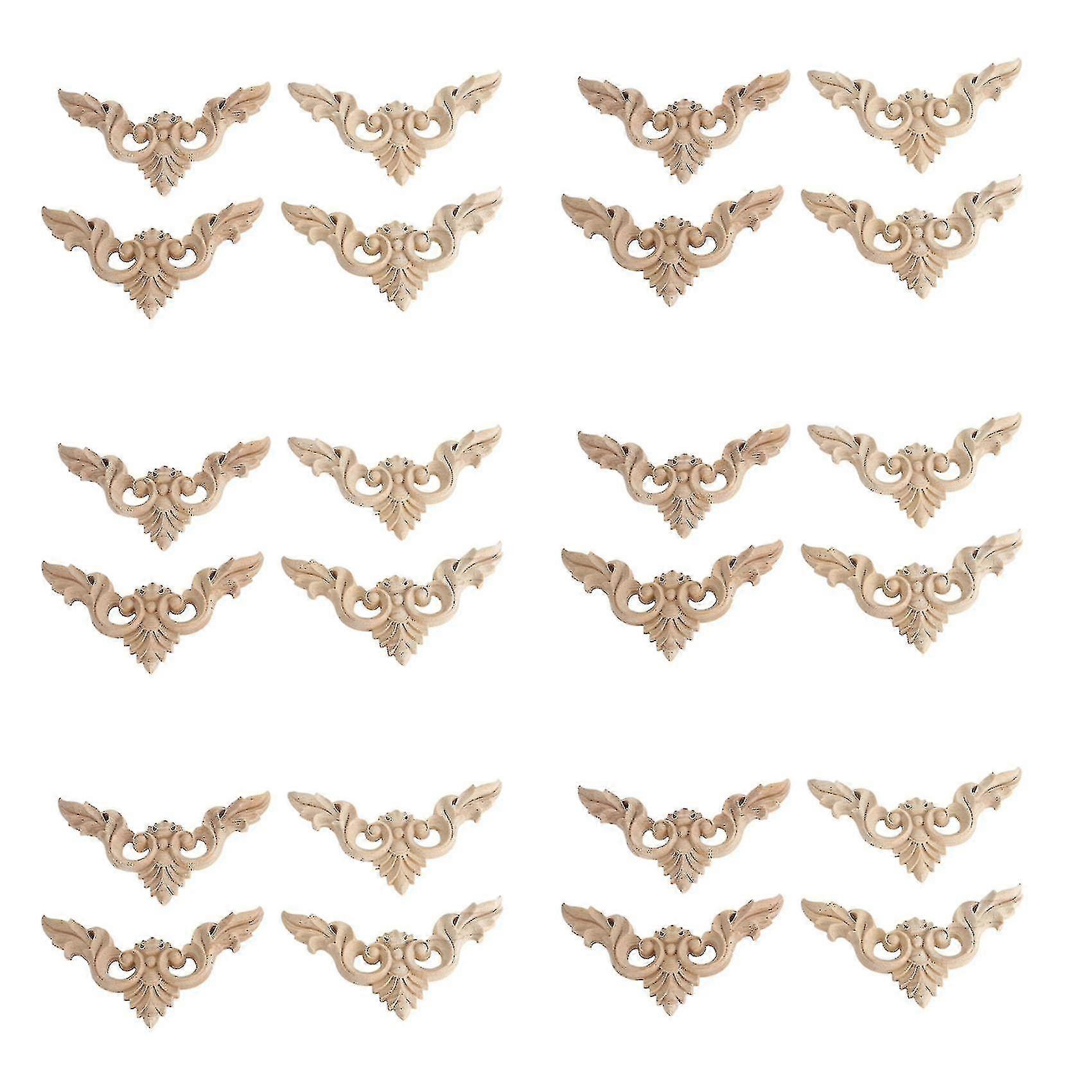 24pcs 8x8cm ξυλόγλυπτες γωνιακές διακοσμήσεις σπιτιών επίπλων επένθετων άβαφες απλικέ-ZZY