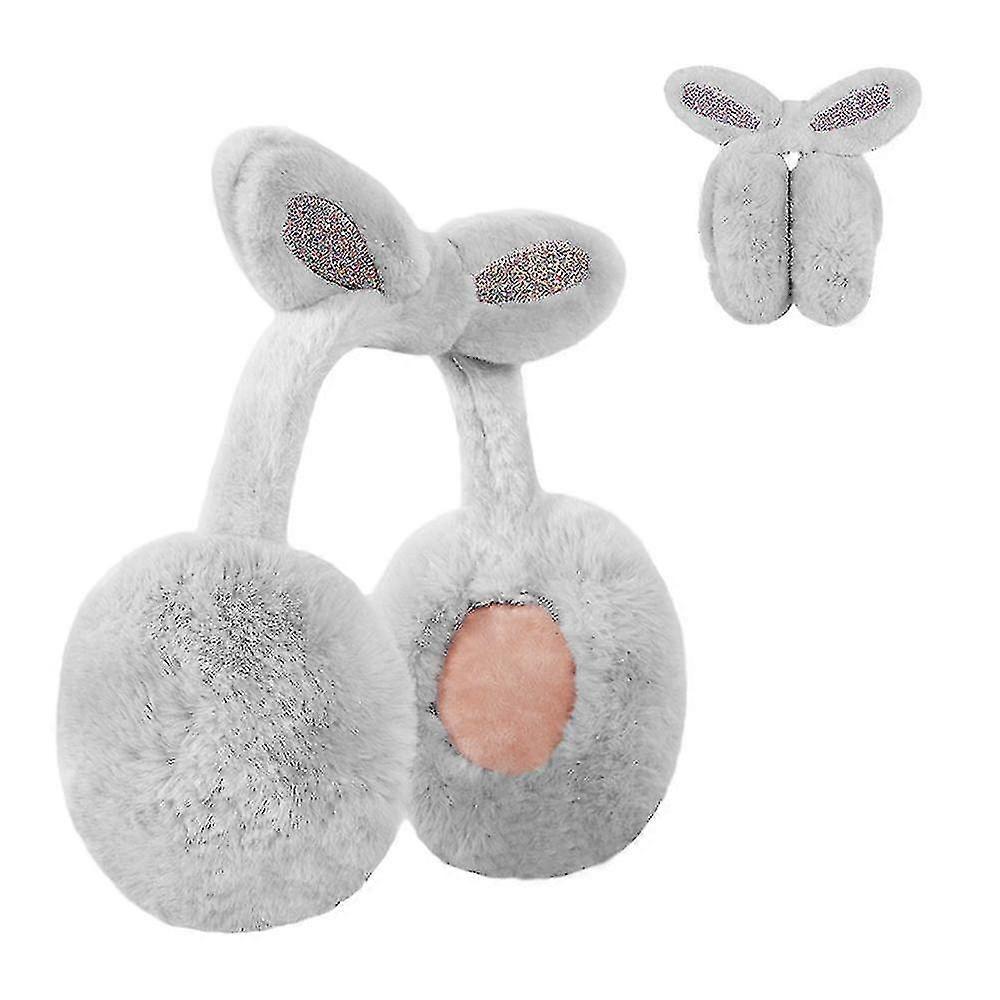 Winter Outdoor Solid Colour Soft Head Earmuffs For Warmth, Fluffy Foldable Earmuffsgrey - ya01
