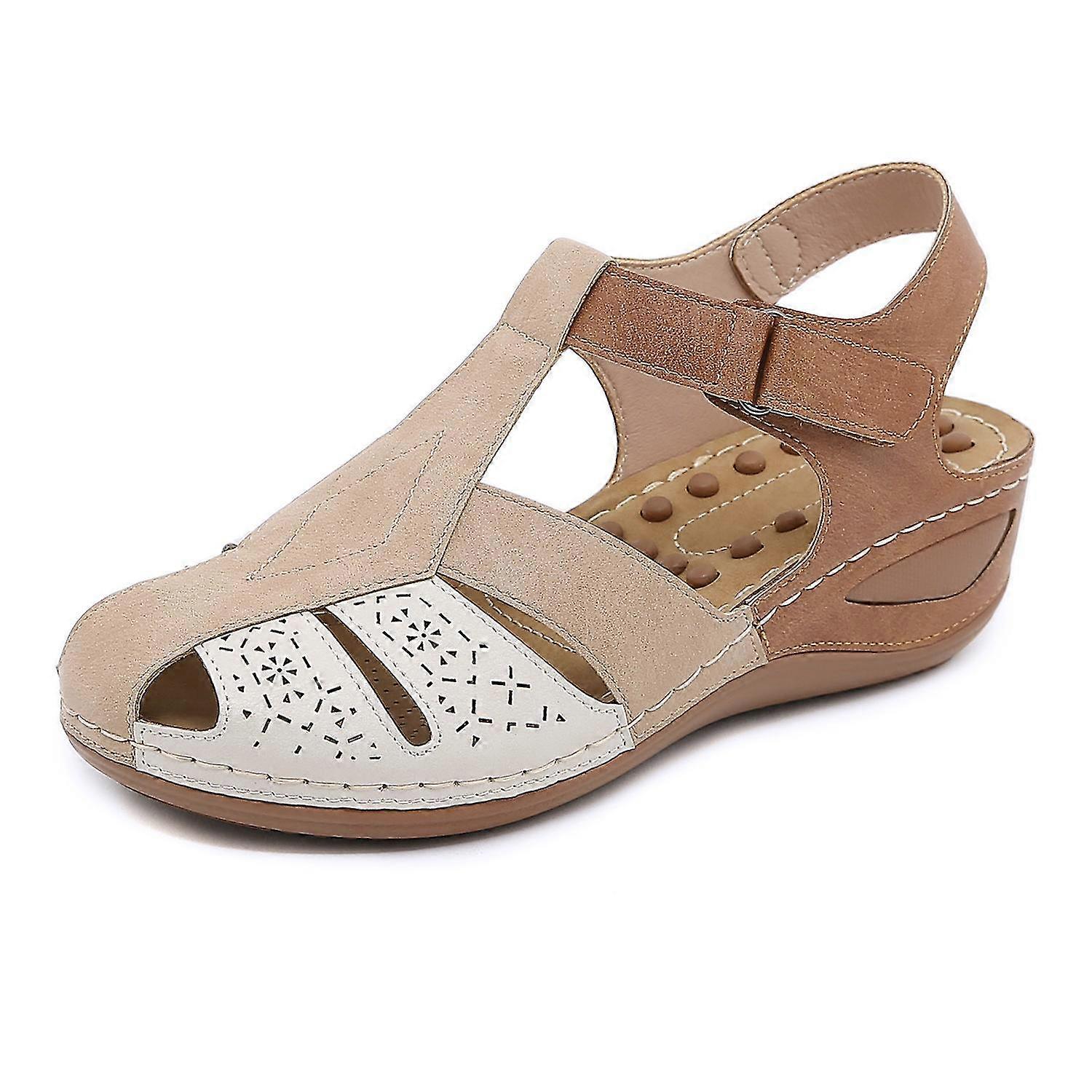Womens Sandals Color Matching Mom Shoes Large Size Wedge Sandals