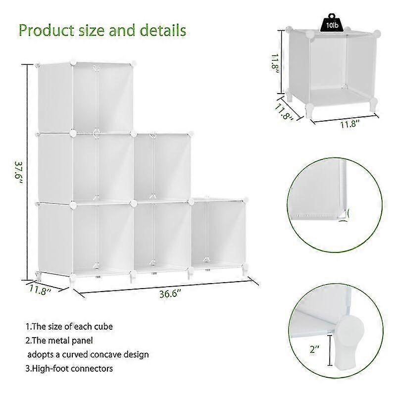 6 Cube Storage Cabinet Storage Rack Cube Storage Rack Plastic Diy Wall Cabinet Modular Shelf -white
