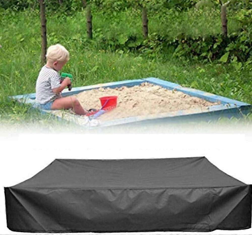 Sandbox Dust Cover with Drawstring, Oxford Cloth Square Tarp for Sandbox, Pool, Garden or Farm (Black, 150 150