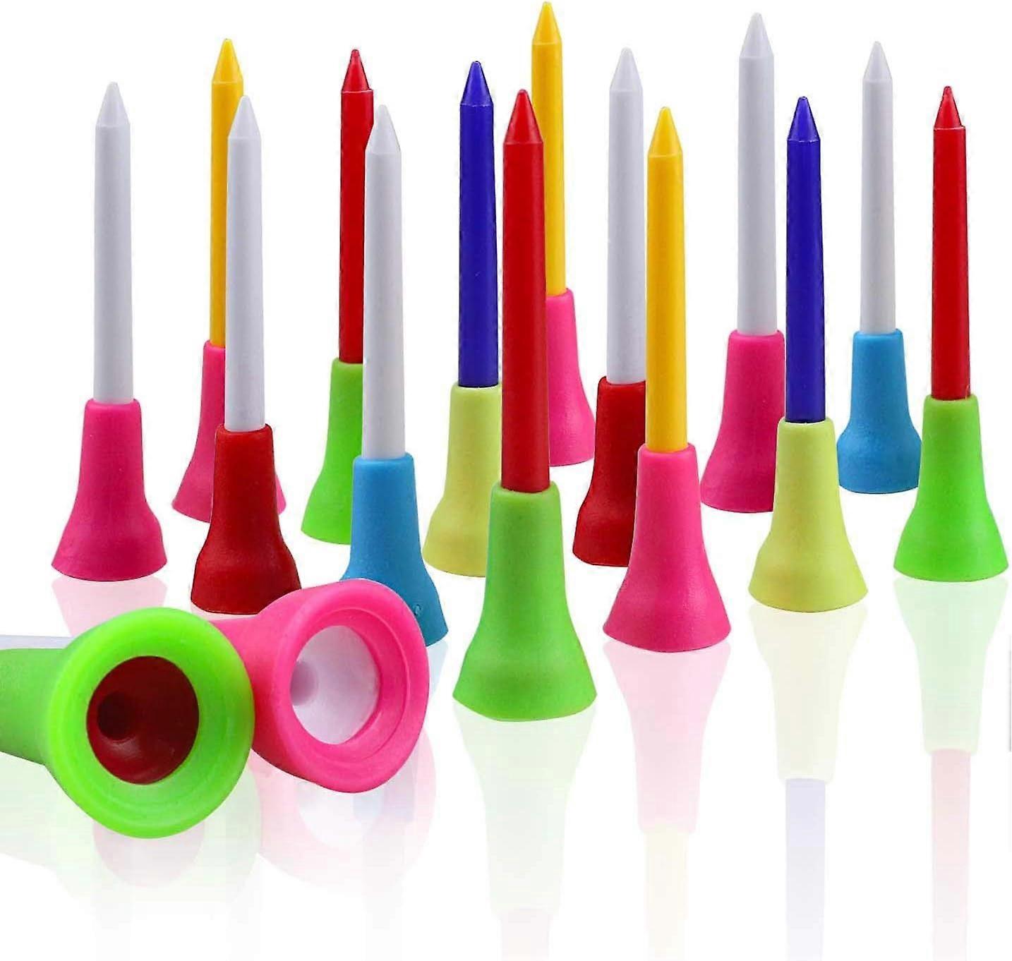 Pack of 50pcs , Durable Golf Rubber Pad Long Top Tees Multi Color Plastic Golf Tees Professional Random Color Golf Practicing for Golfer
