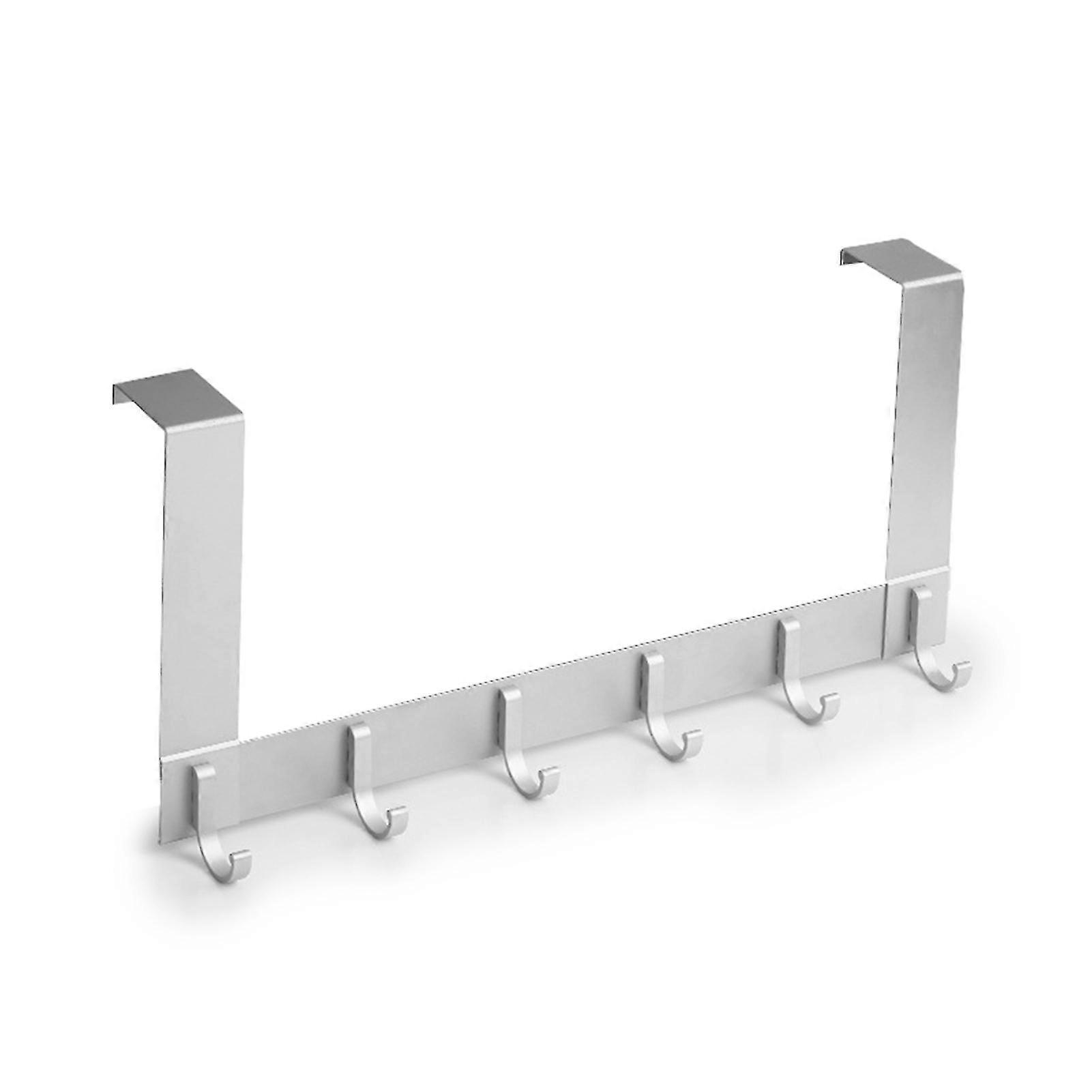 خطاف معطف الباب مع 6 خطافات ملابس ألومنيوم ل 35-45mm باب سميك باب خال من اللكمات