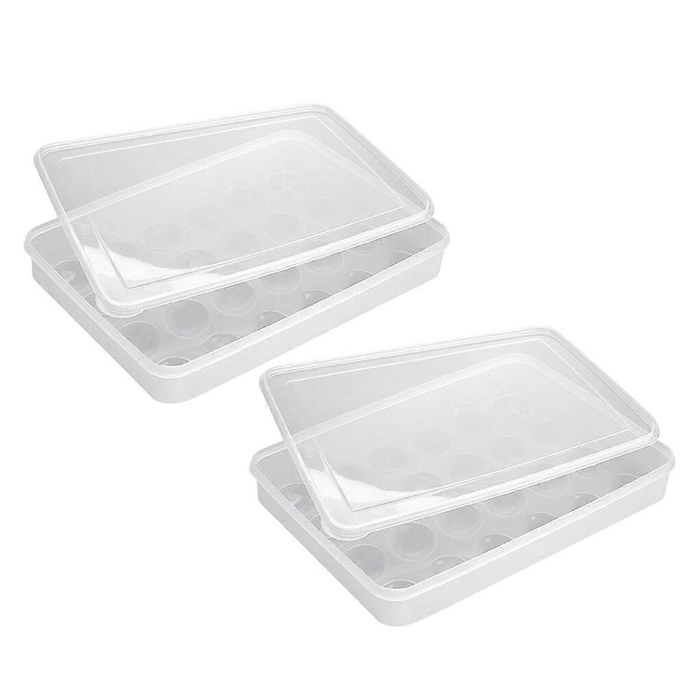 2pcs 24 Grids Egg Storage Box Plastic Egg Tray Durable Egg Container Food Holder for Home Refrigerator Kitchen Resturant